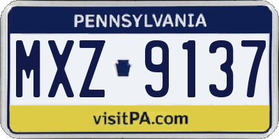 PA license plate MXZ9137