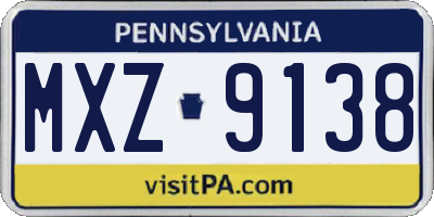 PA license plate MXZ9138