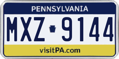 PA license plate MXZ9144