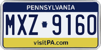 PA license plate MXZ9160
