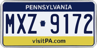 PA license plate MXZ9172