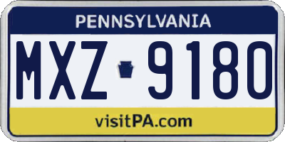 PA license plate MXZ9180