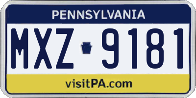 PA license plate MXZ9181