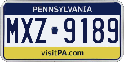 PA license plate MXZ9189