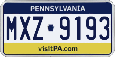PA license plate MXZ9193