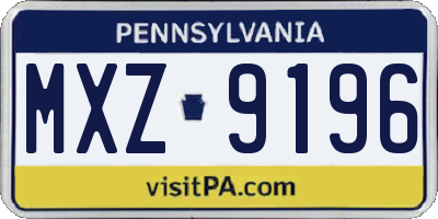 PA license plate MXZ9196