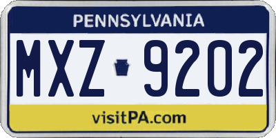PA license plate MXZ9202