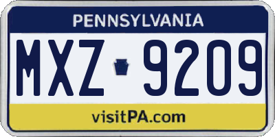 PA license plate MXZ9209
