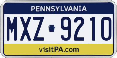 PA license plate MXZ9210