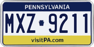 PA license plate MXZ9211