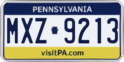 PA license plate MXZ9213
