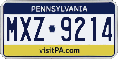 PA license plate MXZ9214