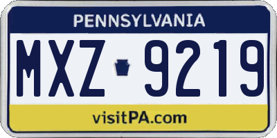 PA license plate MXZ9219