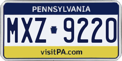 PA license plate MXZ9220