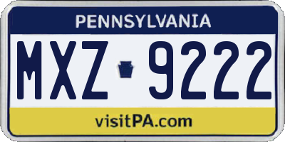 PA license plate MXZ9222