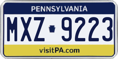 PA license plate MXZ9223