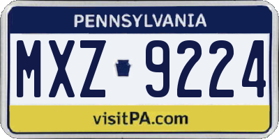 PA license plate MXZ9224