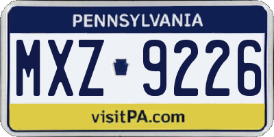 PA license plate MXZ9226