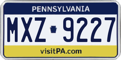 PA license plate MXZ9227