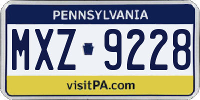 PA license plate MXZ9228