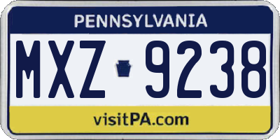 PA license plate MXZ9238