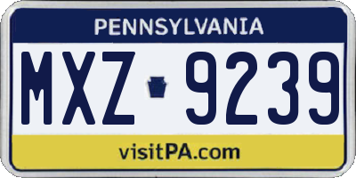 PA license plate MXZ9239
