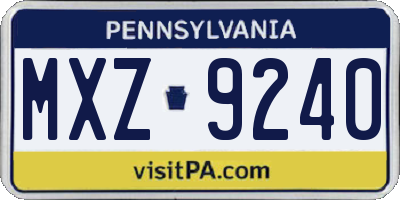 PA license plate MXZ9240