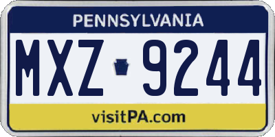 PA license plate MXZ9244