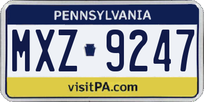 PA license plate MXZ9247