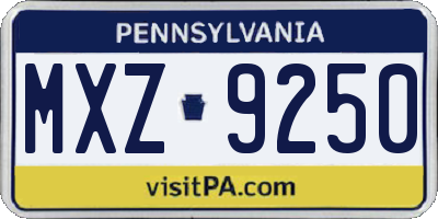 PA license plate MXZ9250