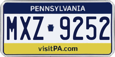 PA license plate MXZ9252