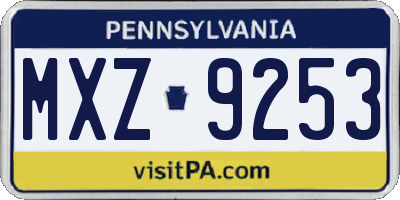 PA license plate MXZ9253