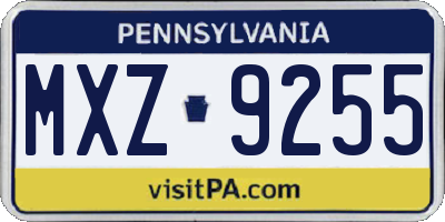 PA license plate MXZ9255