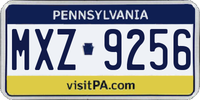 PA license plate MXZ9256