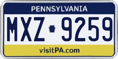 PA license plate MXZ9259