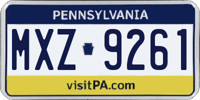 PA license plate MXZ9261