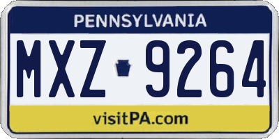 PA license plate MXZ9264