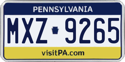 PA license plate MXZ9265
