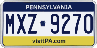 PA license plate MXZ9270