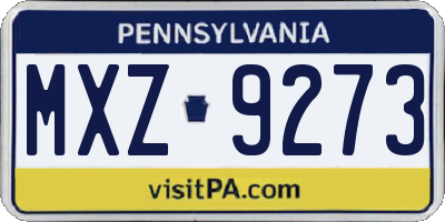 PA license plate MXZ9273