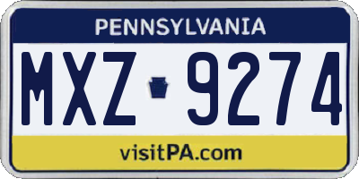 PA license plate MXZ9274