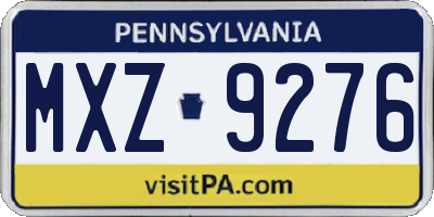 PA license plate MXZ9276