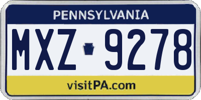 PA license plate MXZ9278
