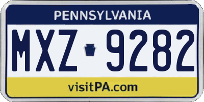 PA license plate MXZ9282