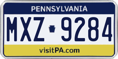 PA license plate MXZ9284