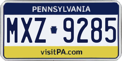 PA license plate MXZ9285