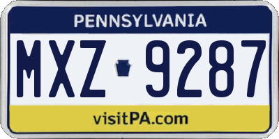 PA license plate MXZ9287