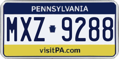 PA license plate MXZ9288