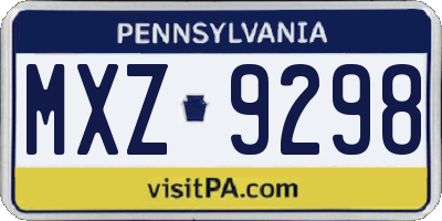 PA license plate MXZ9298
