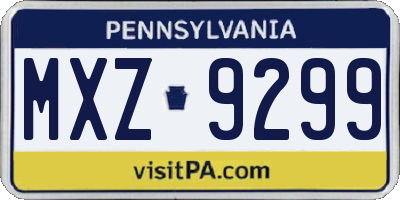 PA license plate MXZ9299